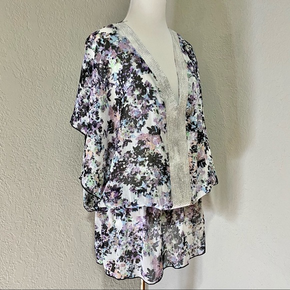 💎HP💎NWT Badgley Mischka Abstract Blouson Coverup, S - Picture 4 of 15
